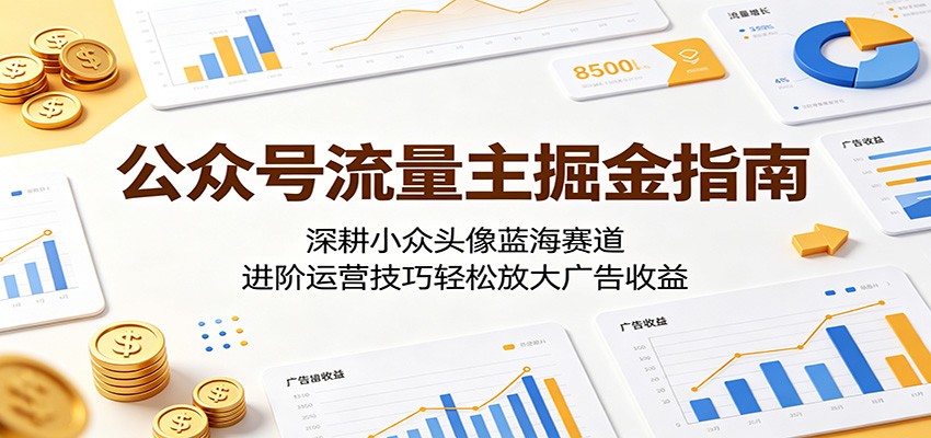 公众号流量主掘金指南：深耕小众头像蓝海赛道，进阶运营技巧轻松放大广告收益-知梦网创