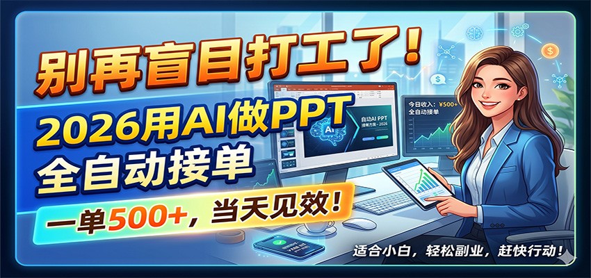 别再盲目打工了！2026用AI做PPT全自动接单，一单5张+，当天见效！-知梦网创
