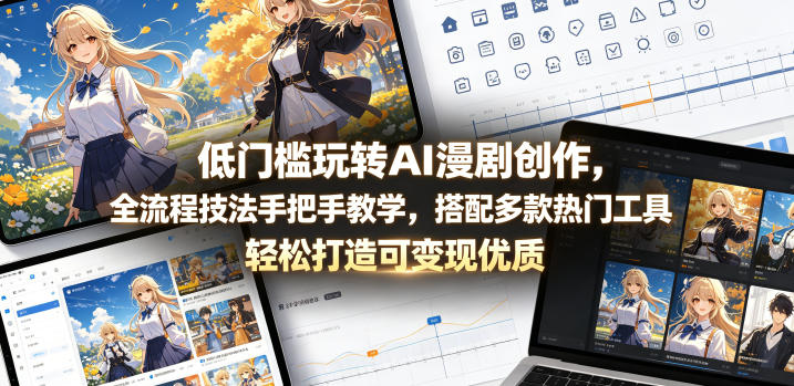 低门槛玩转AI漫剧创作，全流程技法手把手教学，搭配多款热门工具，轻松打造可变现优质作品福星网赚创业资源-网赚项目-副业赚钱-互联网创业-资源整合福星网赚资源
