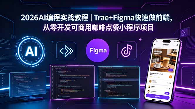 2026AI编程实战教程|Trae+Figma快速做前端,从零开发可商用咖啡点餐小程序项目-知梦网创