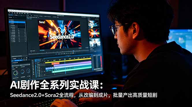 AI剧作全系列实战课：Seedance2.0+Sora2全流程，从改编到成片，批量产出高质量短剧福星网赚创业资源-网赚项目-副业赚钱-互联网创业-资源整合福星网赚资源