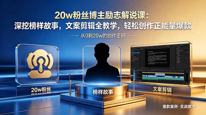20w粉丝博主励志解说课:深挖榜样故事,文案剪辑全教学,轻松创作正能量爆款-樵渔匹