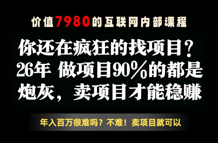 26年请不要疯狂的找项目了,卖项目远比你想象的暴利,你也可以月入10W+【揭秘】-樵渔匹