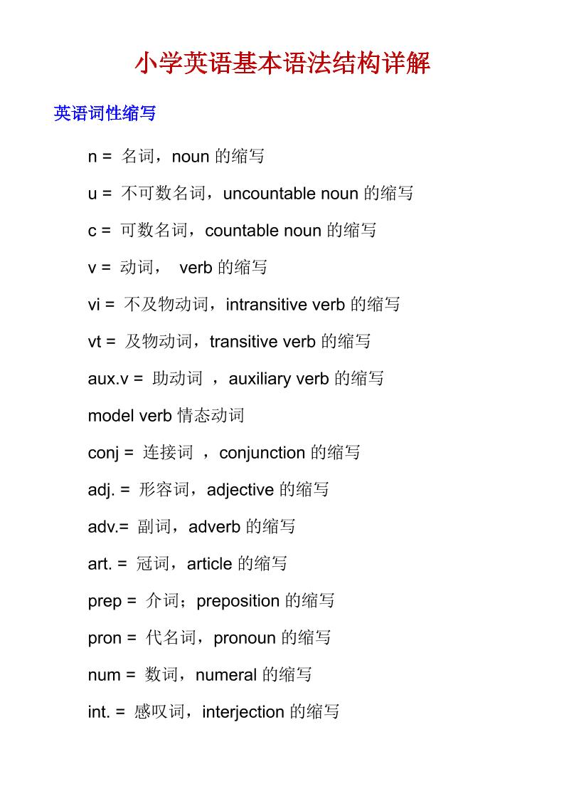 六年级下英语小学基本语法结构详解福星网赚创业资源-网赚项目-副业赚钱-互联网创业-资源整合福星网赚资源