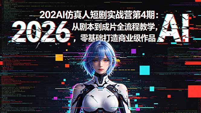 2026AI仿真人短剧实战营第4期：从剧本到成片全流程教学，零基础打造商业级作品福星网赚创业资源-网赚项目-副业赚钱-互联网创业-资源整合福星网赚资源