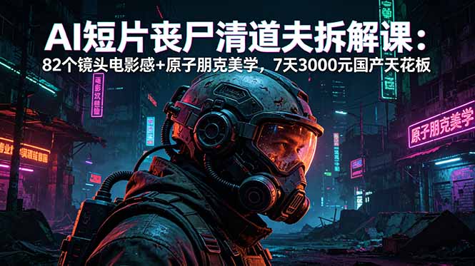 AI短片《丧尸清道夫》拆解课：82个镜头电影感+原子朋克美学，7天3000元国产天花板-吾爱自习网