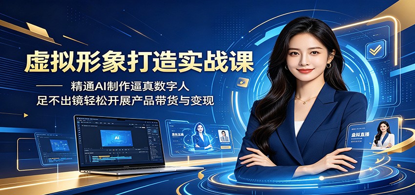 虚拟形象打造实战课：精通AI制作逼真数字人，足不出镜轻松开展产品带货与变现福星网赚创业资源-网赚项目-副业赚钱-互联网创业-资源整合福星网赚资源