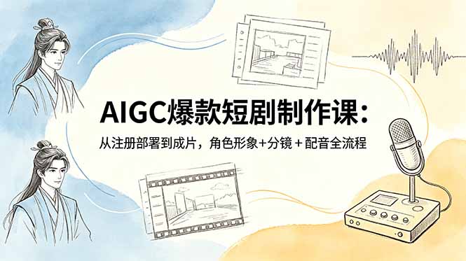 AIGC爆款短剧制作课：从注册部署到成片，角色形象+分镜+配音全流程福星网赚创业资源-网赚项目-副业赚钱-互联网创业-资源整合福星网赚资源