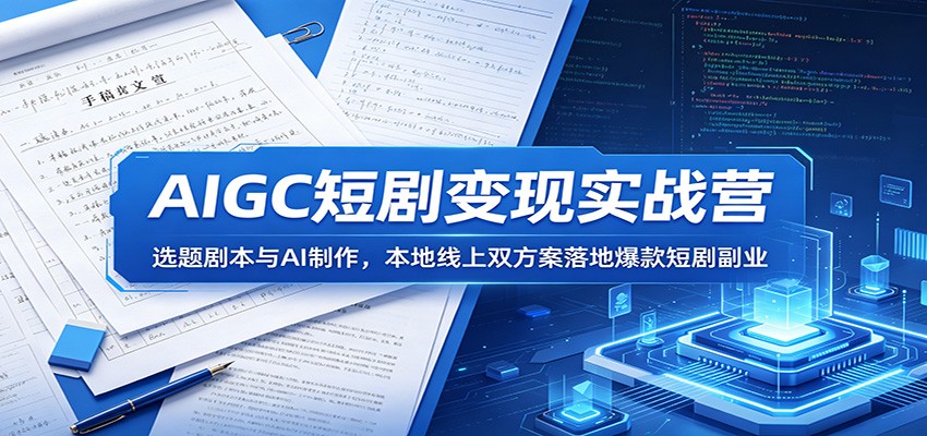 AIGC短剧变现实战营：选题剧本与AI制作，本地线上双方案落地爆款短剧副业福星网赚创业资源-网赚项目-副业赚钱-互联网创业-资源整合福星网赚资源