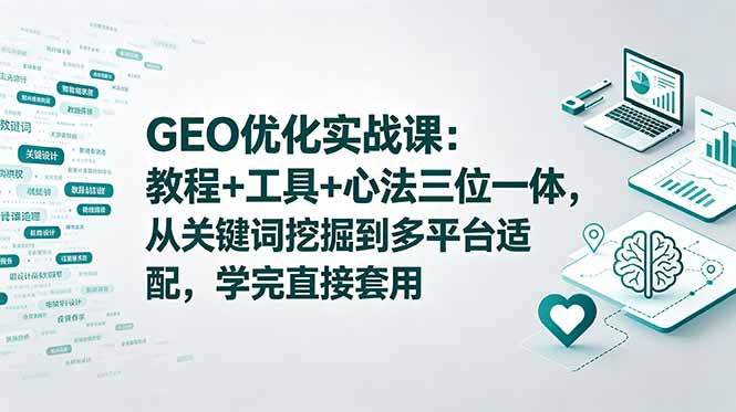 GEO优化实战课：教程+工具+心法三位一体，从关键词挖掘到多平台适配，学完直接套用-hcnxn