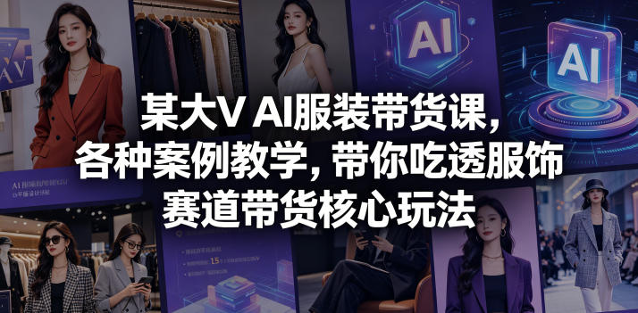 某大V AI服装带货课，各种案例教学，带你吃透服饰赛道带货核心玩法-摇钱树
