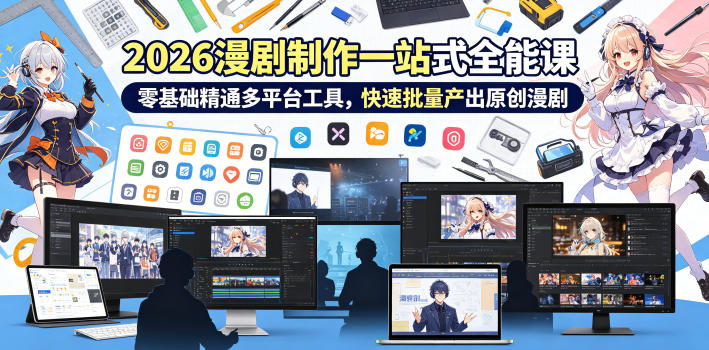 2026 AI漫剧制作一站式全能课，零基础精通多平台工具，快速批量产出原创漫剧-87副业网 - 互联网副业项目资源分享平台