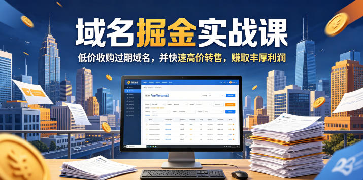域名交易掘金实战课，低价收购过期域名，并快速高价转售，賺取丰厚利润【原创双语字幕】福星网赚创业资源-网赚项目-副业赚钱-互联网创业-资源整合福星网赚资源