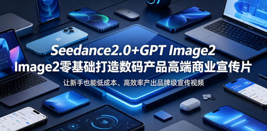 Seedance2.0+GPT Image2零基础打造数码产品高端商业宣传片，让新手也能低成本、高效率产出品牌级宣传视频-喜学网