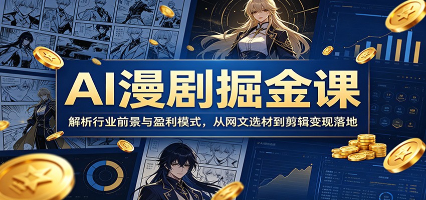 AI漫剧掘金课：解析行业前景与盈利模式，从网文选材到剪辑变现落地-喜学网