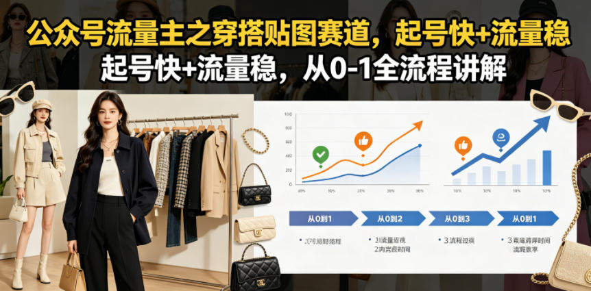 公众号流量主之穿搭贴图赛道，起号快+流量稳，从0-1全流程讲解-喜学网