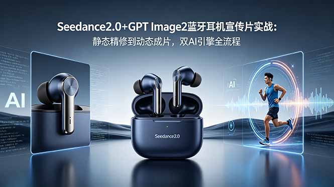 Seedance2.0+GPT Image2蓝牙耳机宣传片实战：静态精修到动态成片，双AI引擎全流程-喜学网