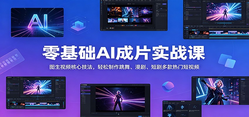 零基础AI成片实战课：图生视频核心技法，轻松制作跳舞、漫剧、短剧多款热门短视频-喜学网