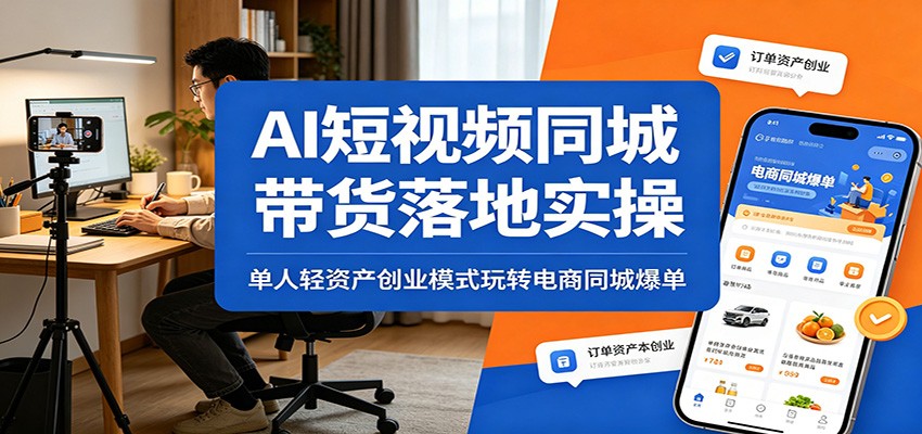 AI短视频同城带货落地实操：单人轻资产创业模式玩转电商同城爆单-喜学网