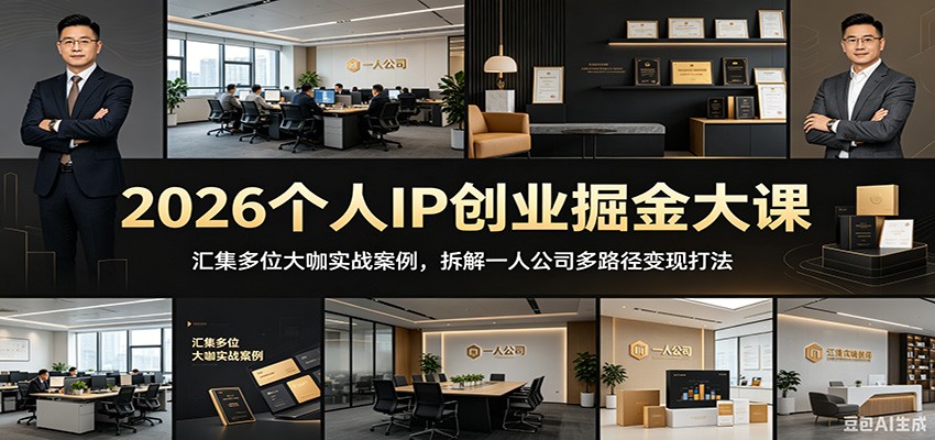 2026个人IP创业掘金大课：汇集多位大咖实战案例，拆解一人公司多路径变现打法-喜学网