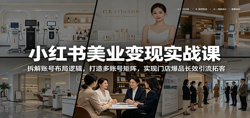 小红书美业变现实战课：拆解账号布局逻辑，打造多账号矩阵，实现门店爆品长效引流拓客-喜学网