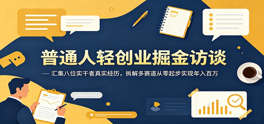 普通人轻创业掘金访谈：汇集八位实干者真实经历，拆解多赛道从零起步实现年入百万-喜学网