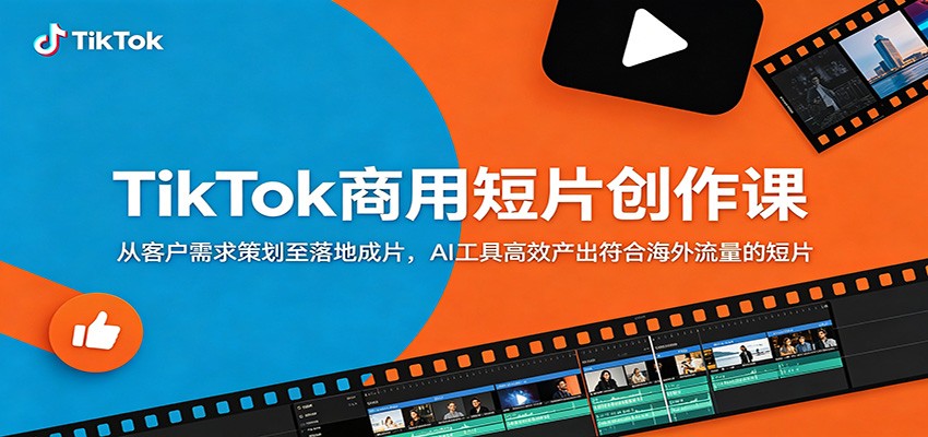 TikTok商用短片创作课：从客户需求策划至落地成片，AI工具高效产出符合海外流量的短片-喜学网