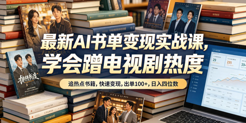 最新AI书单变现实战课，学会蹭电视剧热度，追热点书籍，快速变现，出单100+，日入四位数-喜学网