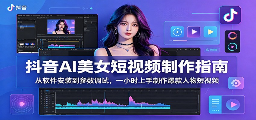 抖音AI美女短视频制作指南：从软件安装到参数调试，一小时上手制作爆款人物短视频-91副业网