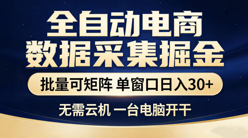 全自动电商数据采集掘金，批量可矩阵单窗口日入30+，无需云机一台电脑开干【揭秘】-喜学网