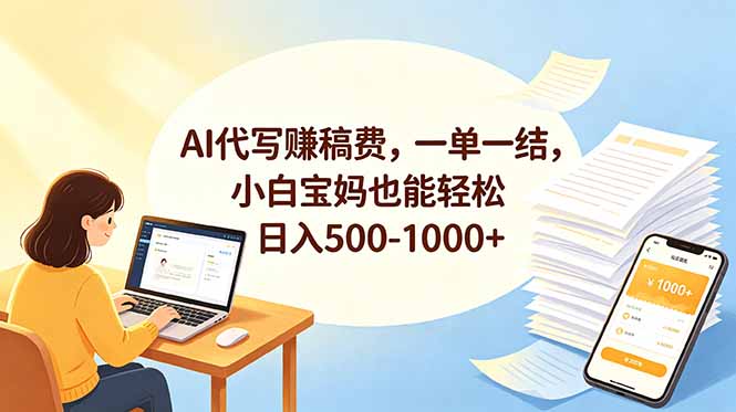 AI代写赚稿费,一单一结,小白宝妈也能轻松日入500-1000+-智富思维学堂