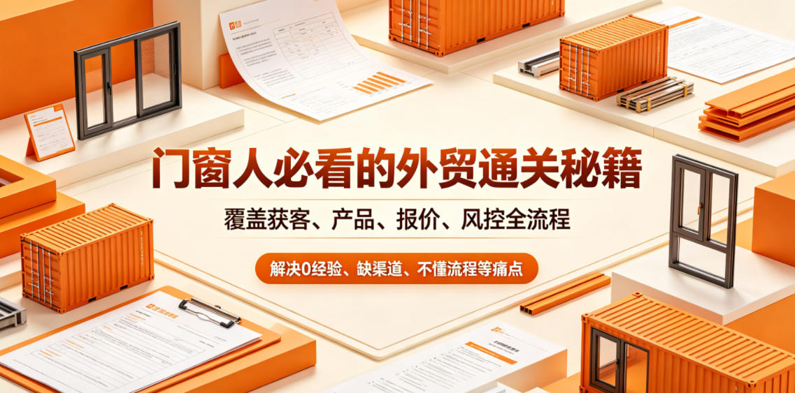 门窗人必看的外贸通关秘籍,块覆盖获客、产品、报价、风控全流程,解决0经验、缺渠道、不懂流程等痛点-旺仔资源库