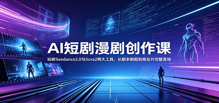 AI短剧漫剧创作课：玩转Seedance2.0与 Sora2两大工具，从剧本制图到商业片完整落地-新时光资源网