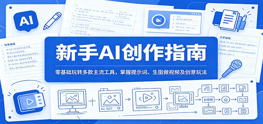 新手AI创作指南：零基础玩转多款主流工具，掌握提示词、生图做视频及创意玩法-吾爱自习网