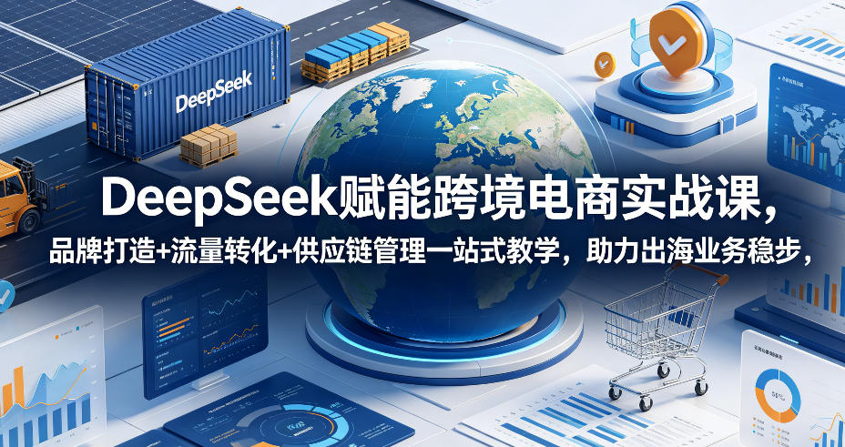 DeepSeek赋能跨境电商实战课，品牌打造+流量转化+供应链管理一站式教学，助力出海业务稳步发展-旺仔资源库