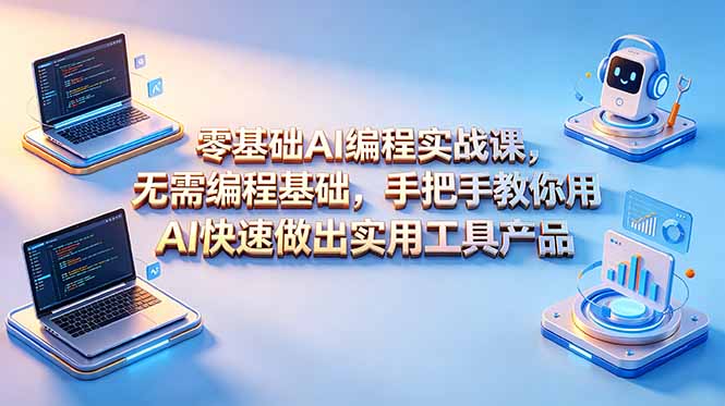 零基础AI编程实战课-更新，无需编程基础，手把手教你用AI快速做出实用工具产品-新时光资源网