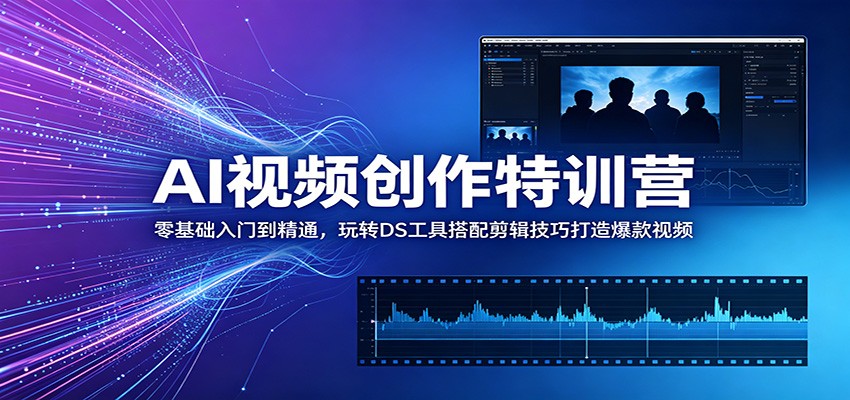 AI视频创作特训营：零基础入门到精通，玩转DS工具搭配剪辑技巧打造爆款视频-新时光资源网