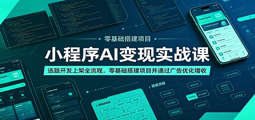 小程序AI变现实战课:选题开发上架全流程,零基础搭建项目并通过广告优化增收-新时光资源网