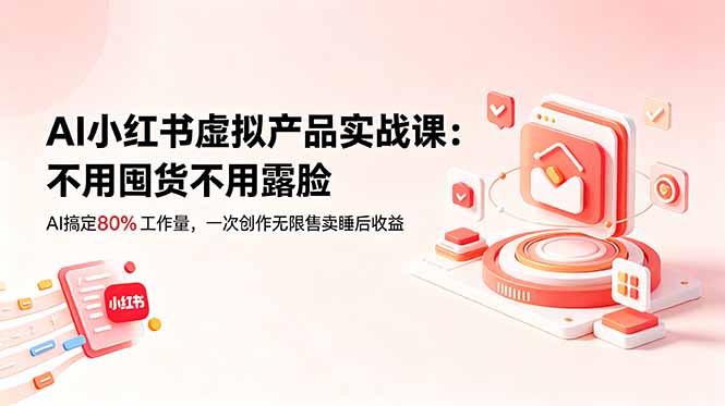 AI小红书虚拟产品实战课-更新:不用囤货不用露脸,AI搞定80%工作量,一次创作无限售卖睡后收益-新时光资源网