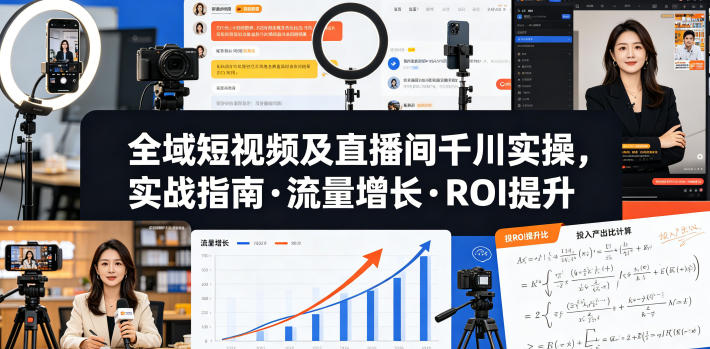 全域短视频及直播间千川实操,实战指南·流量增长·ROI提升(更新)-吾爱自习网