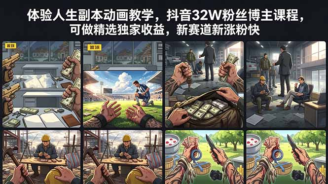 体验人生副本动画教学, 抖音32W粉丝博主课程,可做精选独家收益,新赛道新涨粉快-吾爱自习网