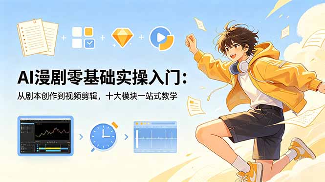 AI漫剧零基础实操入门：从剧本创作到视频剪辑，十大模块一站式教学福星网赚创业资源-网赚项目-副业赚钱-互联网创业-资源整合福星网赚资源