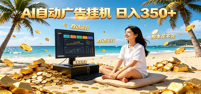 AI自动广告挂机 日入350+ 真正做到躺赚式变现，根本花不完！-吾爱自习网