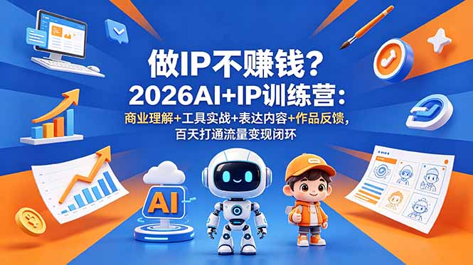做IP不赚钱？2026AI+IP训练营：商业理解+工具实战+表达内容+作品反馈，百天打通流量变现闭环-吾爱自习网