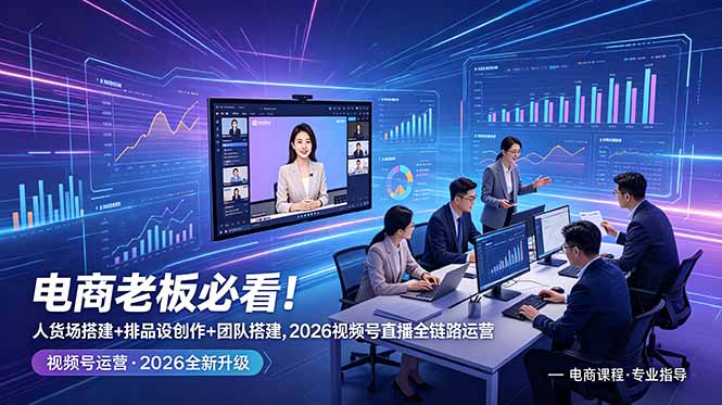 电商老板必看!人货场搭建+排品设计+素材创作+团队搭建,2026视频号直播全链路运营-新时光资源网