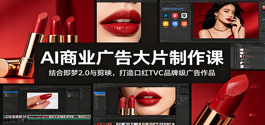 AI商业广告大片制作课：结合即梦2.0与剪映，打造口红TVC品牌级广告作品-新时光资源网