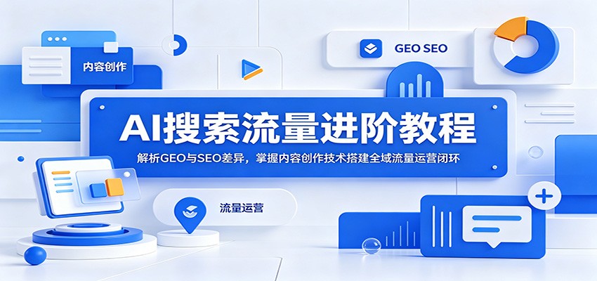 AI搜索流量进阶教程:解析GEO与SEO差异,掌握内容创作技术搭建全域流量运营闭环-新时光资源网