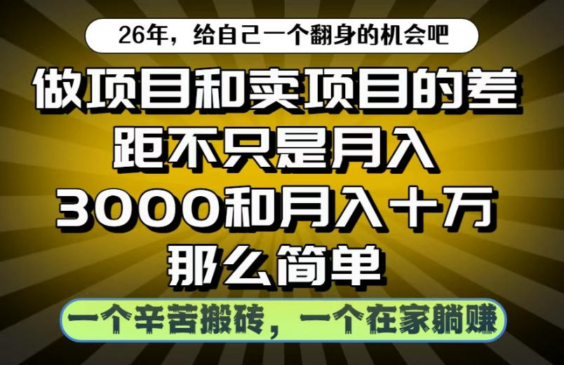 做项目和卖项目不只是月入3K和10W那么简单,一个努力搬砖,一个在家躺賺【揭秘】-旺仔资源库