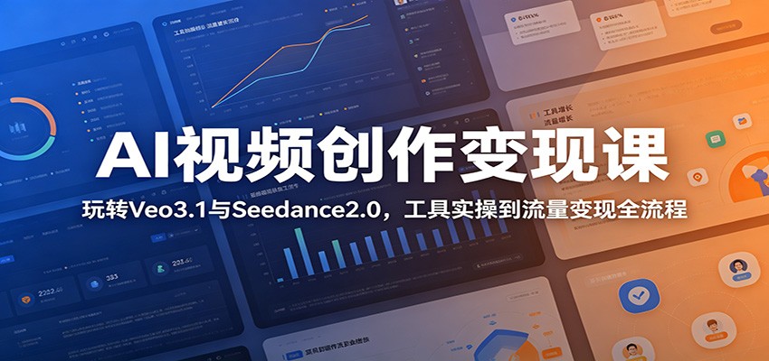 AI视频创作变现课：玩转Veo3.1与Seedance2.0，工具实操到流量变现全流程-新时光资源网