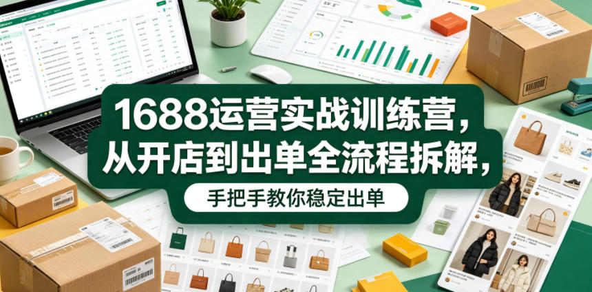 1688运营实战训练营，从开店到出单全流程拆解，手把手教你稳定出单-旺仔资源库